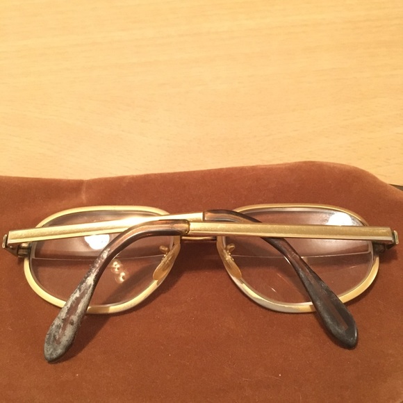 60s Marine USA Vintage Eyeglasses Brass Tone Metal with Velvet Kiss Lock Case - Picture 6 of 8